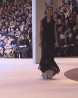 Iconic Fall 2017 Celine by Phoebe Philo Look 15 Runway Black Fringe Dress w Open Back