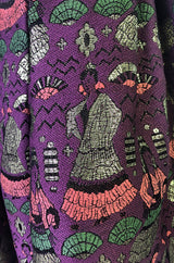 1950s Saks Fifth Avenue Purple & Gold Metallic Silk Brocade Novelty Skirt