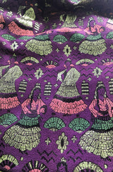 1950s Saks Fifth Avenue Purple & Gold Metallic Silk Brocade Novelty Skirt