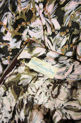 1950s Pink Print Silk and Sequin Dress