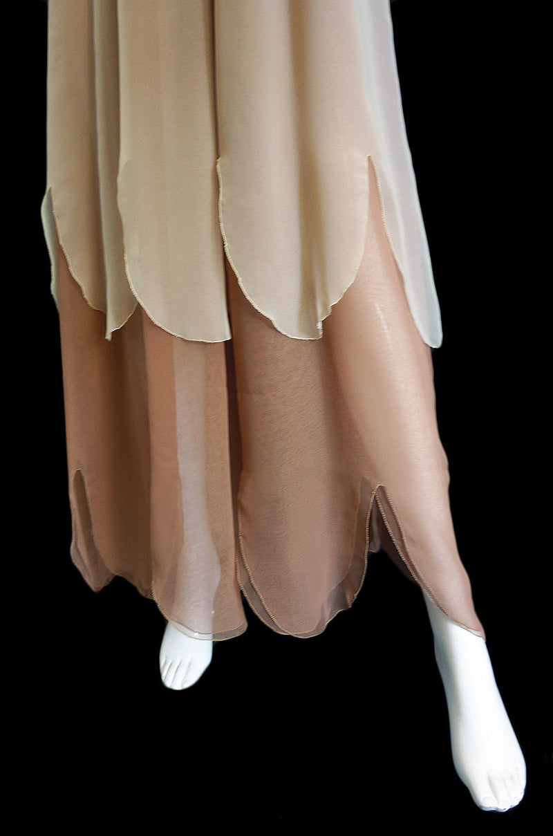 1970s Silk Chiffon Adolfo Petal Dress