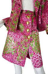 F/W 1989 Yves Saint Laurent Pink Silk Brocade Suit
