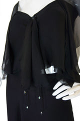 1970s Silk Chiffon Holly Harp Skirt & Top
