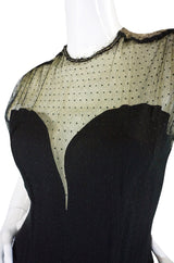 Rare 1940s Edith Small Silk & Lace Dress