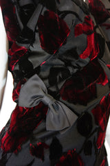 1960s Velvet Rose Silk Wiggle Dress
