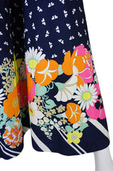 1970s Floral Logo Lanvin Maxi Dress