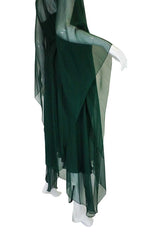 1970s Rare Halston Silk Chiffon Gown