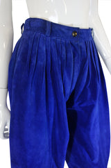 1980s Kenzo Blue Suede Harem Pants