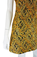 1960s Metallic Gold Brocade Sculpted Mini Dress