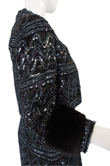 1960s Sequin and Mink Jacket & Dress