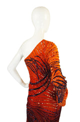 1990s Beaded Ombre Silk Chiffon Gown