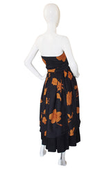 1970s Valentino Strapless Linen Dress