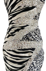 Fall 2008 Balmain by Christophe Decarnin Runway Zebra & Leopard Print Dress w Crystal Bolt