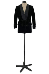 Unbelievable Vintage Turnbull & Asser Men's Black Velvet Smoking Jacket w Braided Silk Cord