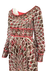 Extraordinary 1960s Emilio Pucci Silk Jersey Intricate Swirl Print Dress