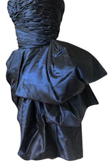 1980s Emanuel Ungaro Extravagant Blue Strapless Pouf Silk Taffeta Dress