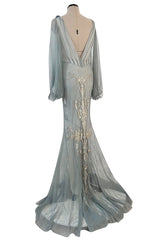 Important Fall 2009 John Galliano “Beautifully Iced Maidens” Beaded Net Pale Blue Grey Dress