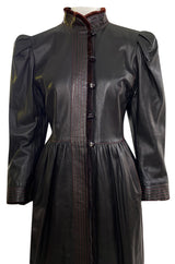 Documented Fall 1976 Yves Saint Laurent Russian Collection Leather Coat w Sheared Sheepskin Trim