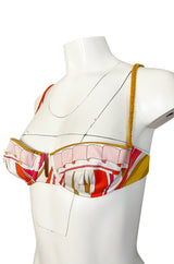 1968 Emilio Pucci Two Piece Pastel Colored Print Cotton Bikini Swimsuit