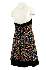 1960s Arnold Scaasi Couture Gold Cording, Beading & Metallic Applique Dress Jacket Set