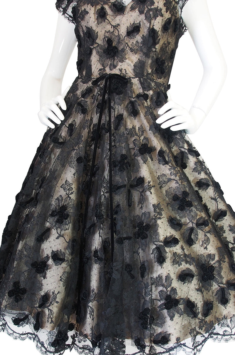1950s Mildred Davis Lloyd Owned I. Magnin Lace Dress