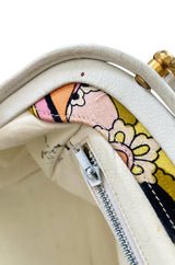 1960s Emilio Pucci Soft Pink Floral Pinted Silk Top Handle Mini Bag