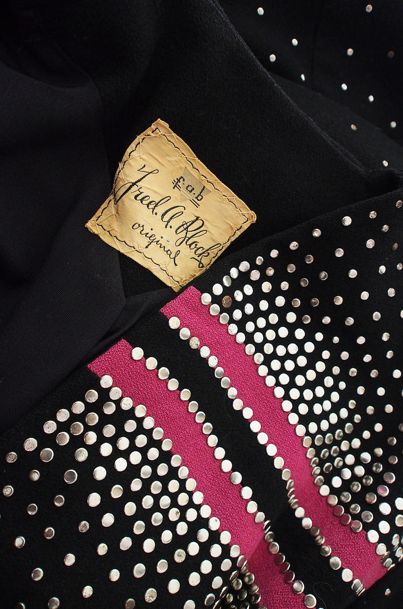 1940s Rare Fred Block Stud Jacket with Pink