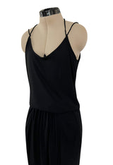 Late 1970s Ossie Clark Gold Label Slinky Black Jersey Tank Top & Peg Leg Pant Set