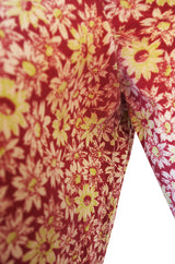 1930s Printed Rayon Bias Cut Swing Dress
