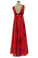 Spectacular 1960s William Travilla Plunging Sequin Covered Couture Silk Dress