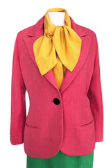 Colorful 1980s Bill Blass Three-Piece Suit in Salmon Pink, Green & Yellow