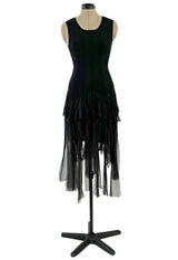 Cruise 2002 Chanel by Karl Lagerfel Cashmere Knit Dress w Silk Chiffon Ribbon Skirt