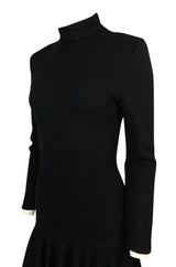 Fall 1988 Patrick Kelly Black Knit Fitted & Flared Skirt Dress