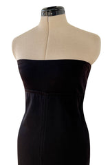 1990s Yves Saint Laurent Black Stretch Jersey Strapless Dress w Original Hang Tag