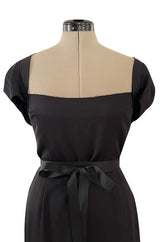 Iconic Fall 2005 Roland Mouret Heavily Documented Black Stretch Wool Mix Galaxy Dress