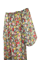 Documented 1975 Yves Saint Laurent Floral Print Off Shoulder Dress