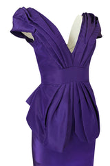A/W 2013 Oscar De La Renta Runway Sculptural Purple Silk Dress