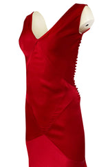 Early 2000s Christian Dior by John Galliano Red Silk Satin Bias Cut Dress