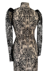 Spectacular Pre-Fall 2016 Alexander McQueen by Sarah Burton Black Nude Lace Dress