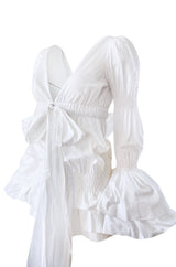 Spring 2006 Roberto Cavalli White Cotton Plunging Mini Dress