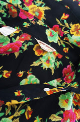 1960s Rare Bright Floral Silk Jeff Banks Button Shirt