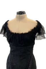 Fall 2002 Alexander McQueen 'Supercalifragilistic-Expialidocious' Runway Black Lace & Silk Chiffon Dress