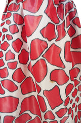 1967 Striking Silk Print Strapless Adolfo Gown