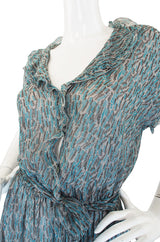 1970s Scott Barrie Silk Chiffon Ruffle Dress