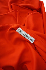 1978 Red Halston One Shoulder Jersey Dress As Seen on Kate Moss