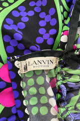 c.1974 Lanvin Bright Purple & Green Printed Jersey Full Length Maxi Skirt