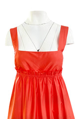 Resort 2008 Oscar de la Renta Look 56 Bright Coral Silk Full & Open Tiered Runway Dress