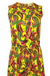 1960s Jeanne Lanvin Yellow & Pink Printed Jersey Playsuit Romper