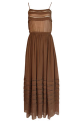 Spring 1978 Unlabeled Christian Dior Haute Couture Silk Dress w Floral Belt