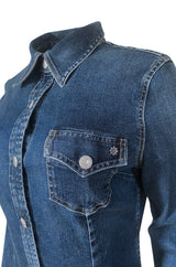 2015 Alexa Chung for AG "The Pixie" Denim Snap Front Mini Dress